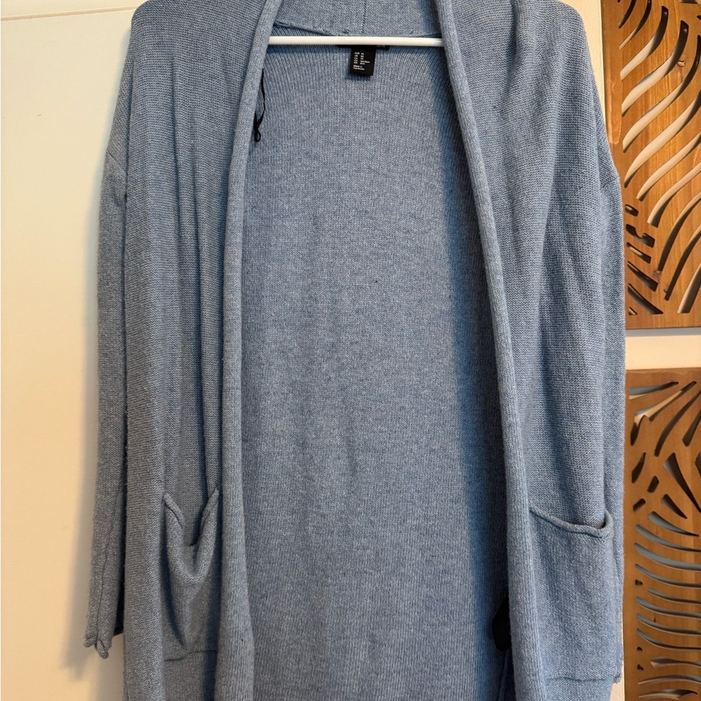 H&M Blue Open Front Cardigan with Pockets Size XS Good Condition